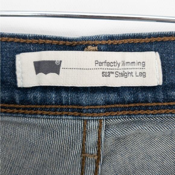 Levi's 512 Perfectly Slimming Jeans Woman's 33x32 Embroidered Straight Leg Blue - Picture 3 of 15